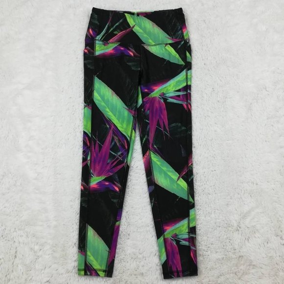 DSG Womens High‎ Rise 7/8 Tight Multicolor Black Stretch Floral Pull On XS New - Picture 1 of 10